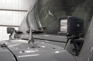 Jeep Wrangler LED Light Mount - Lower Windshield - Rough Country - Pod - '07-'10
